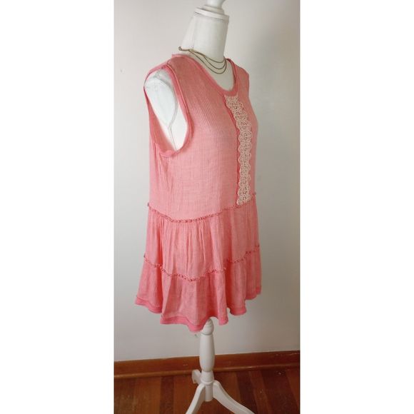 ** Suzanne Betro Summer Peach Gauzy Tunic Top ~ Size XL - Picture 6 of 13